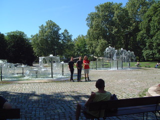 Posing in front of one of Stuttgarts numerous fountains in one of it's numerous parks
